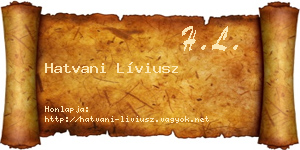 Hatvani Líviusz névjegykártya